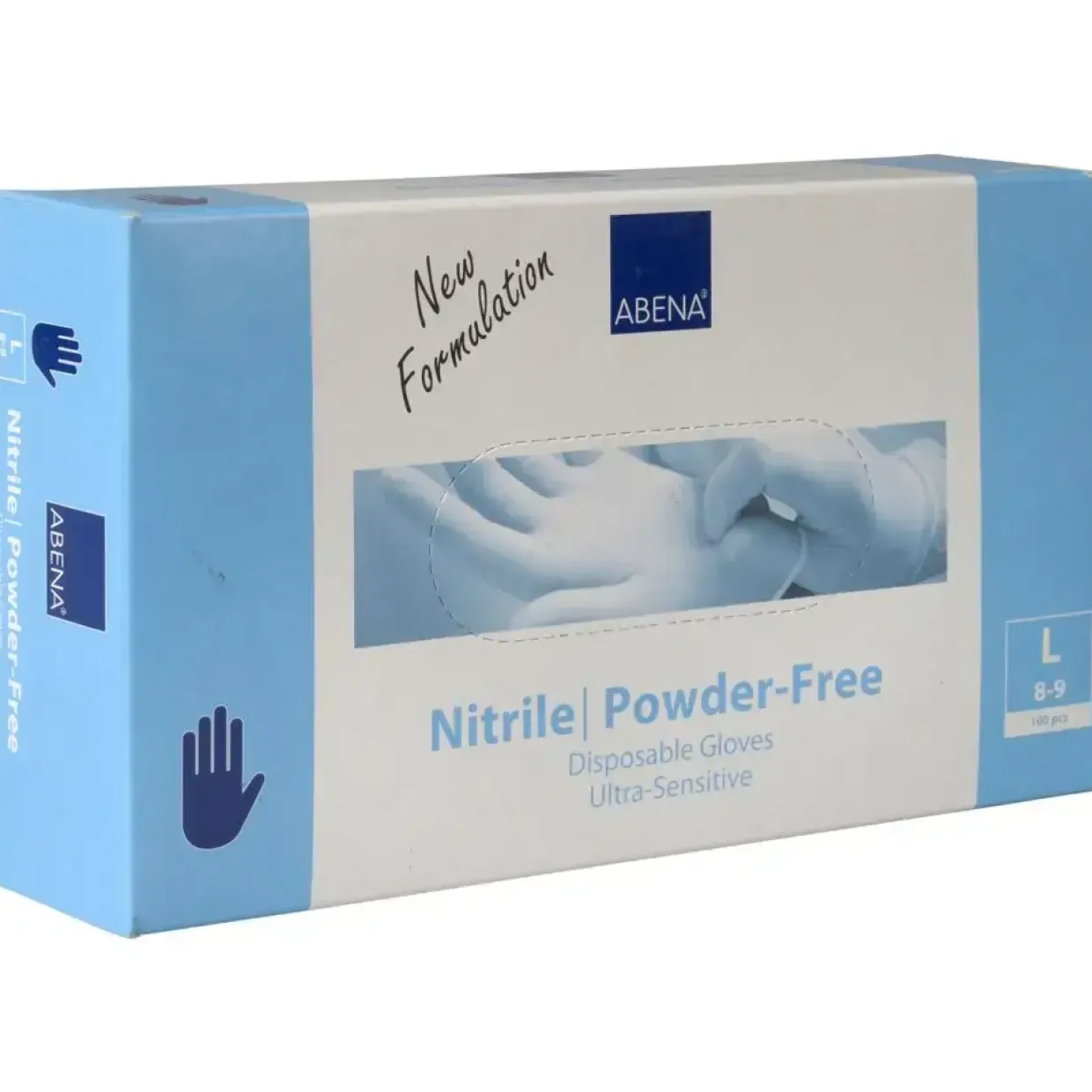 Nitrilhandsker, blå, ABENA Ultra sensitive L pudderfri - 100 stk