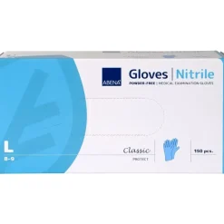 Nitril handsker L blå pudderfri Abena Classic New - 150 stk