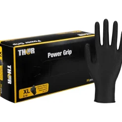 Nitrilhandsker THOR Power Grip XL sort pudderfri - 500 stk