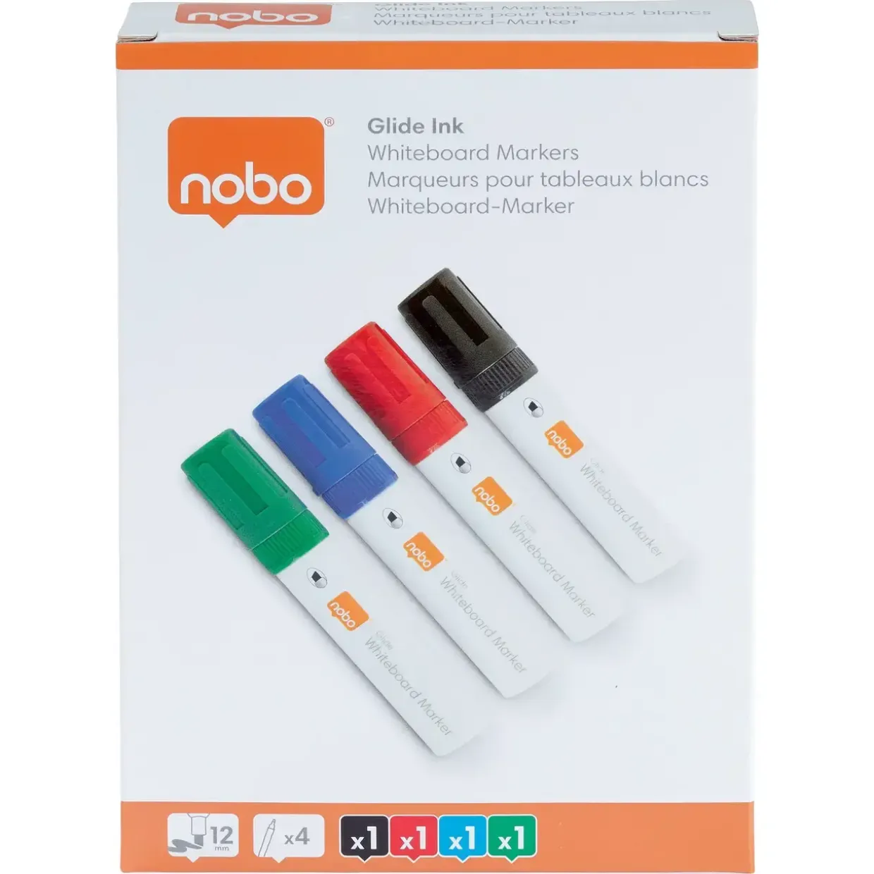 Nobo WB Marker Glide Jumbo skrå 10mm ass - 4 stk