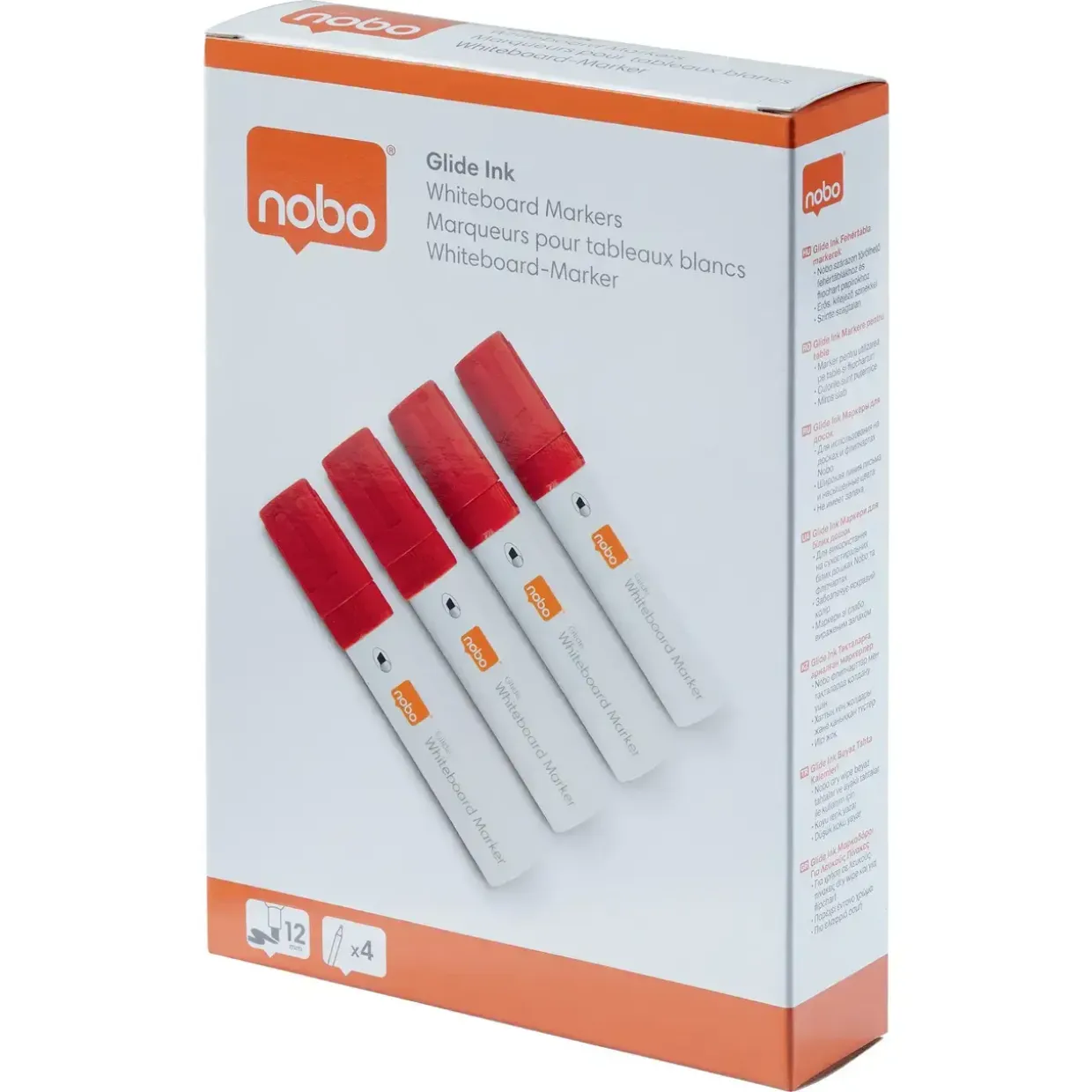 Nobo WB Marker Glide Jumbo skrå 10mm rød - 4 stk