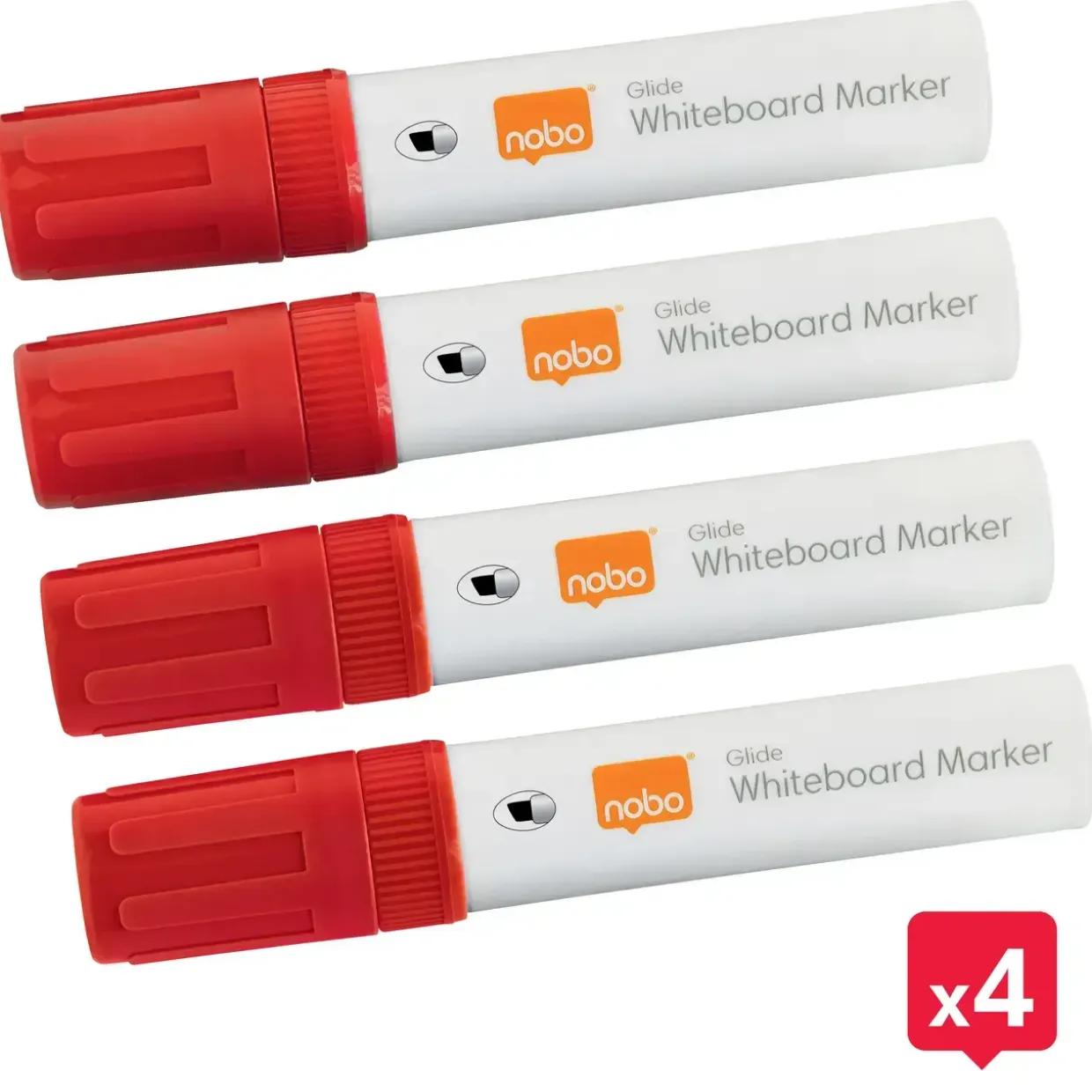 Nobo WB Marker Glide Jumbo skrå 10mm rød - 4 stk