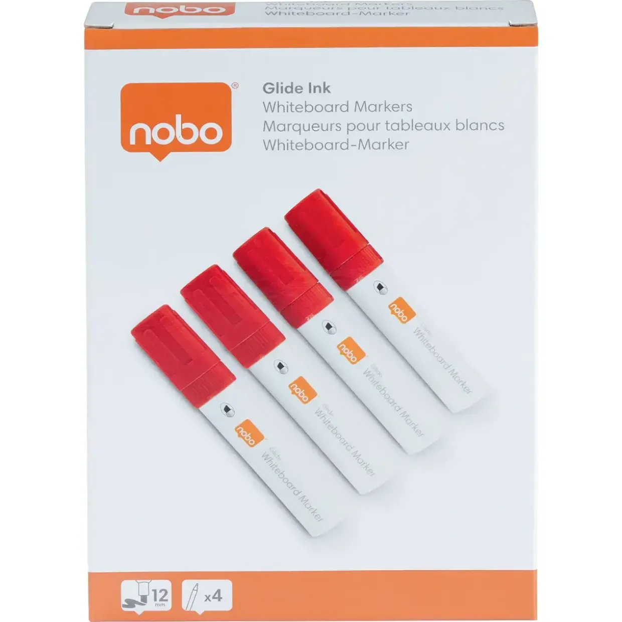 Nobo WB Marker Glide Jumbo skrå 10mm rød - 4 stk