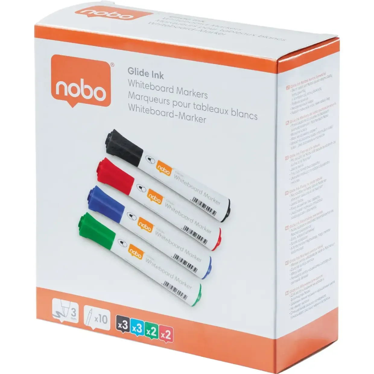 Nobo WB Marker Glide rund 2mm ass - 10 stk