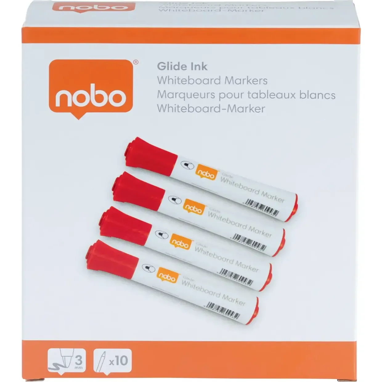 Nobo WB Marker Glide rund 2mm rød - 10 stk