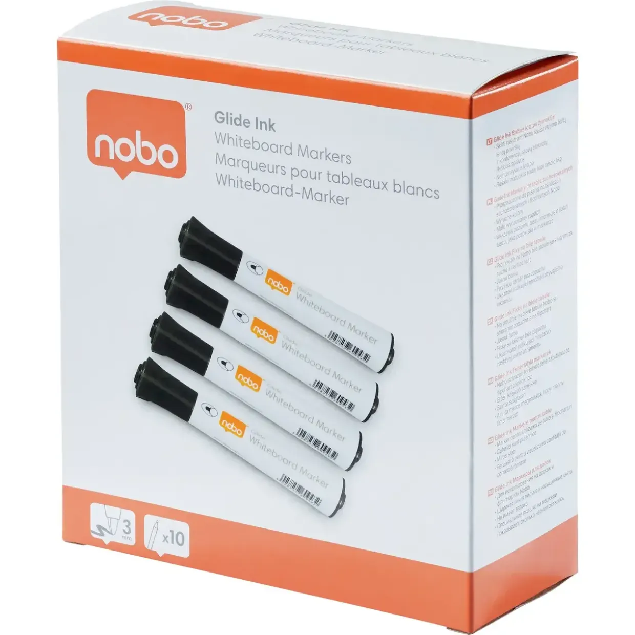 Nobo WB Marker Glide rund 2mm sort - 10 stk