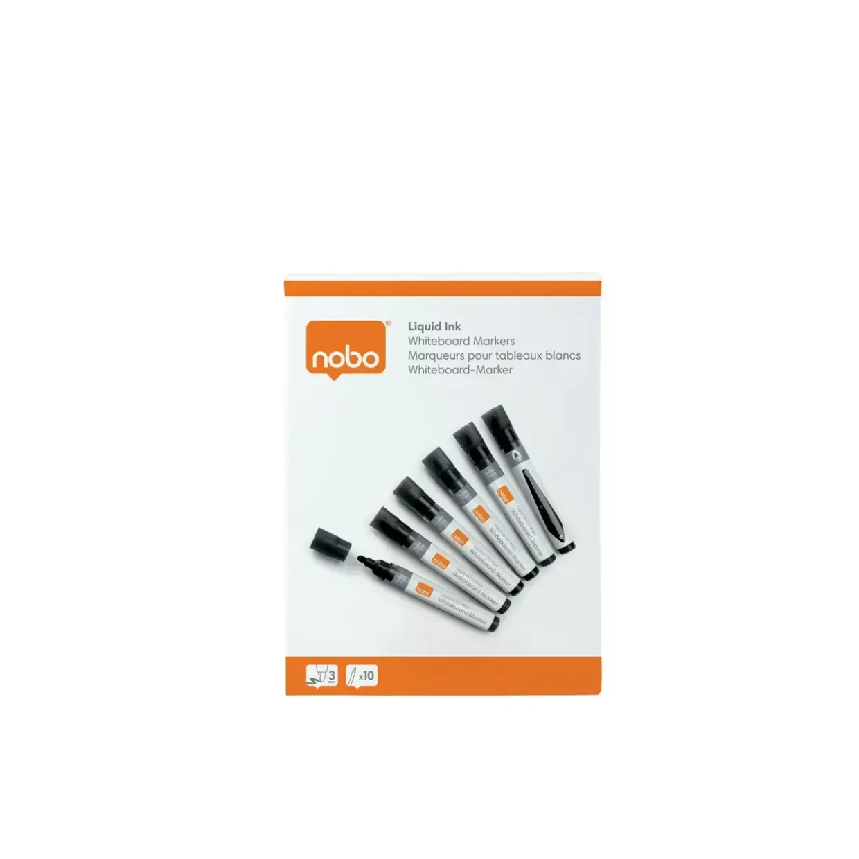 Nobo WB Marker LiquidInk rund 3mm sort - 10 stk