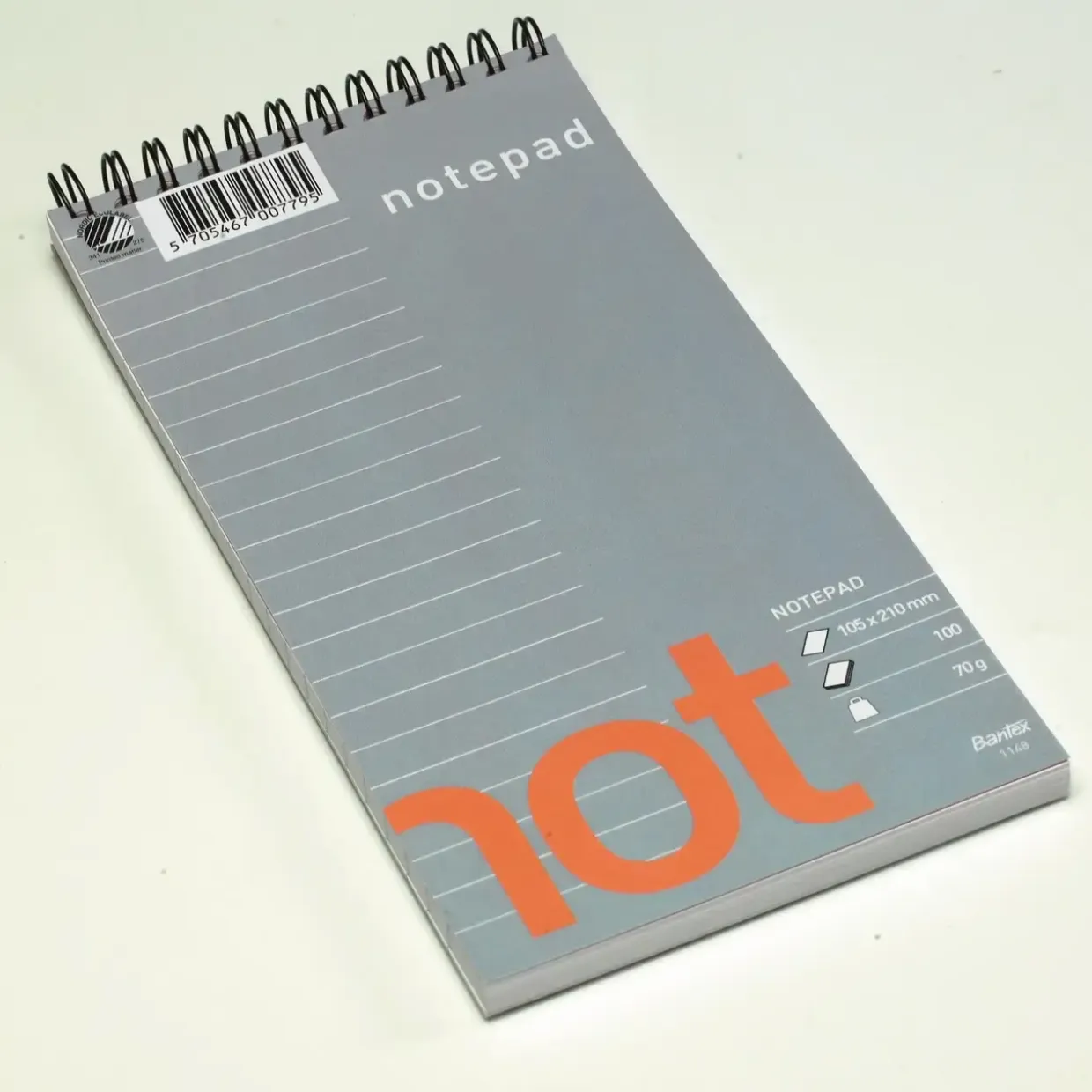 Notesblok Bantex 102x210mm linieret Wire-o spiral 70g 100blade - 10 stk