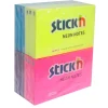 Notesblokke - Stick'N Neon 76x127mm 12x100 blade - Gul/Blå/Magenta/Lilla