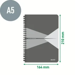 Notesblok Leitz Office karton A5 lin. 80g/90ark grå