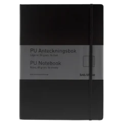 Notesbog A5 BNT sort kunstlæder linjeret papir - 96 sider