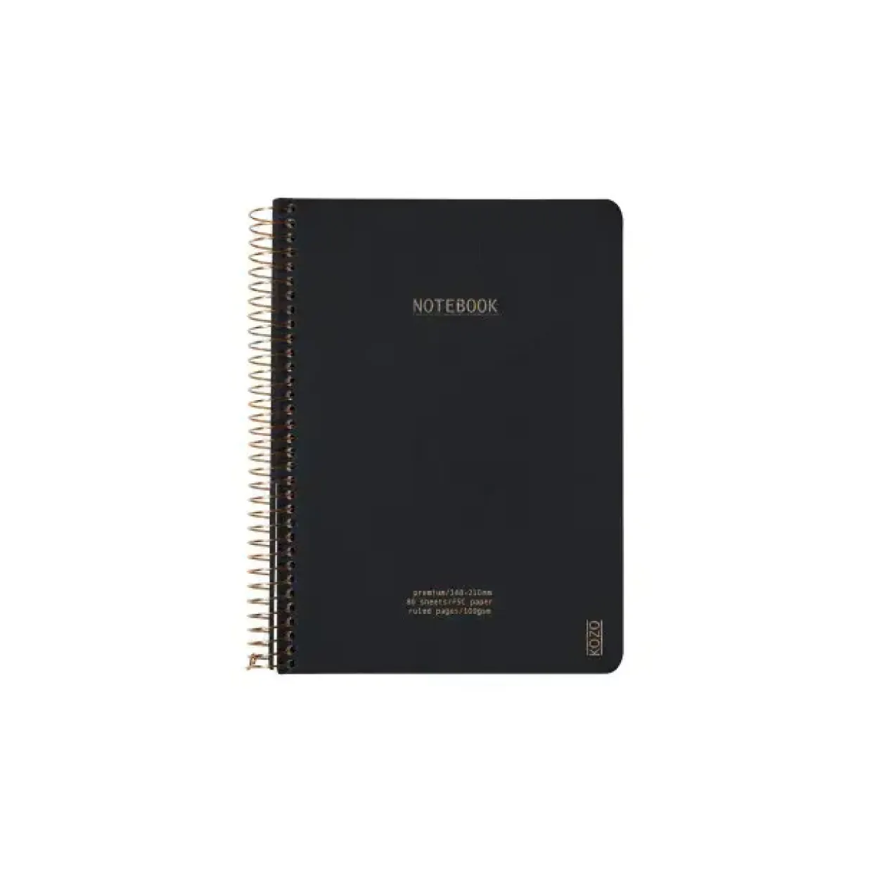 Notesbog - KOZO Premium - A5 - Sort - 80 sider - 6 stk