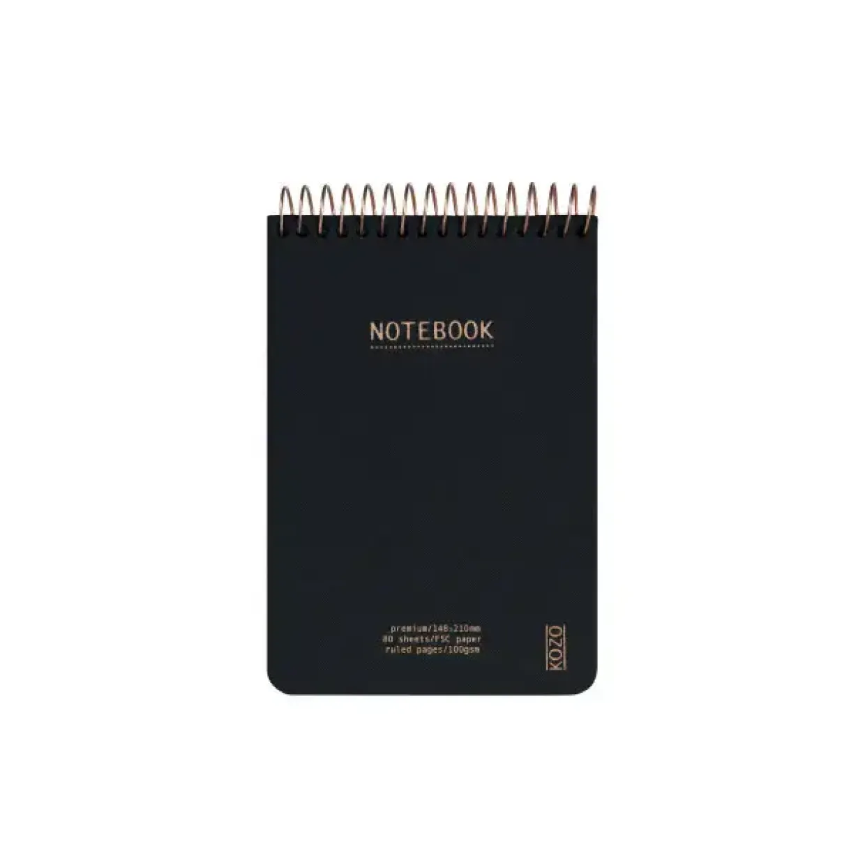 Notesbog - KOZO Premium - A6 - Sort - 80 sider - 6 stk