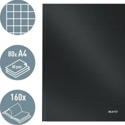 Notesbog - Leitz Solid - A4 - Hardcover - 80g - 160 sider / 80 ark - Sort - Køb minimum 6 stk.