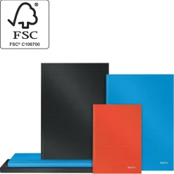 Notesbog - Leitz Solid - A4 - Hardcover - 80g - 160 sider / 80 ark - Sort - Køb minimum 6 stk.