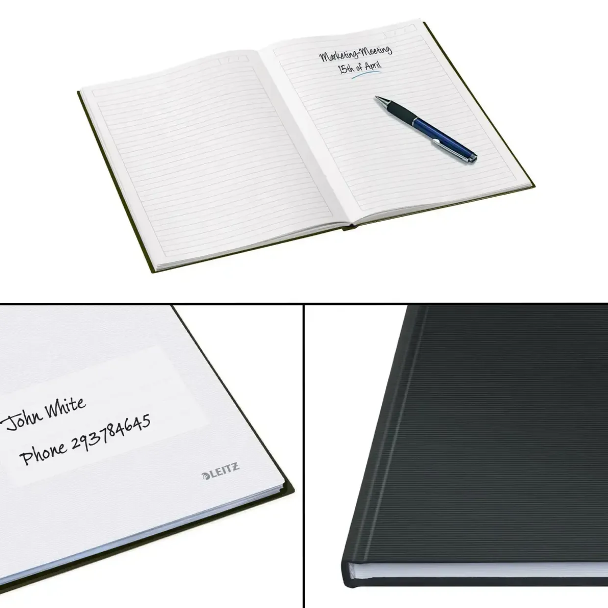 Notesbog Leitz Solid hardcover A4 lin. 80g/80ark sort - Køb minimum 6 stk.