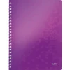 Notesbog Leitz WOW PP A4 m/hul lin. 80 ark lilla