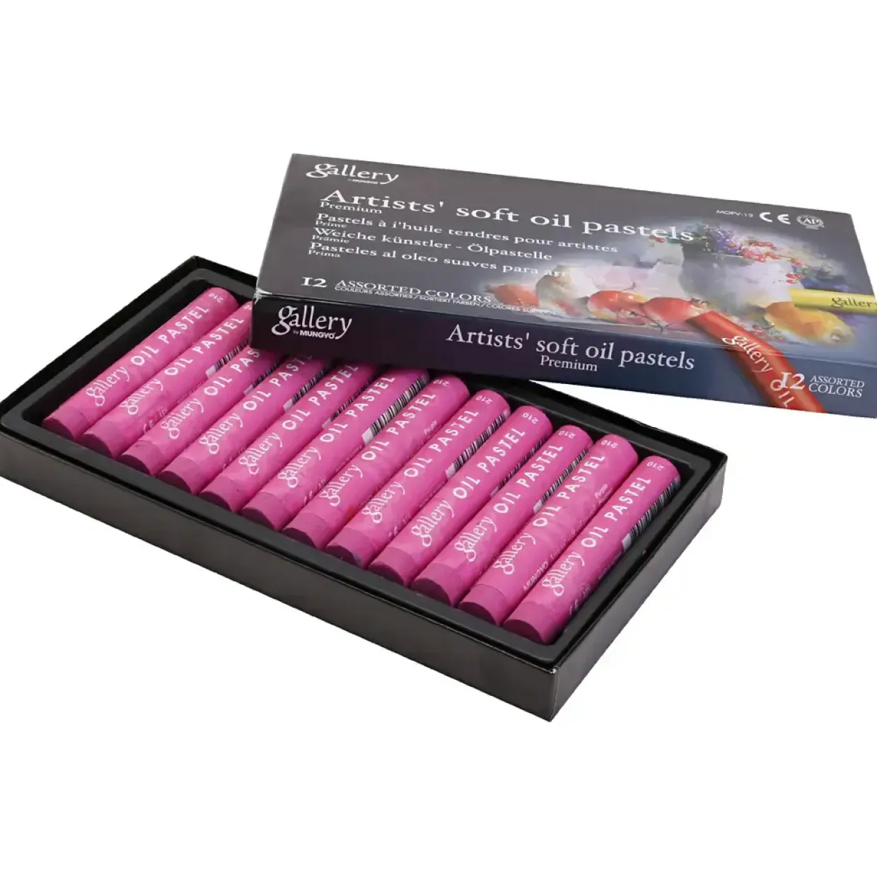 Oliepastelkridt Gallery L: 7 cm diam. 11 mm purpur - 12 stk pr pakke