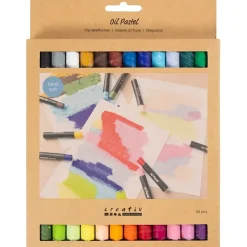 Oliepastel | L: 7 cm, tykkelse 11 mm, pastelfarver | 24 stk./ 1 pk.