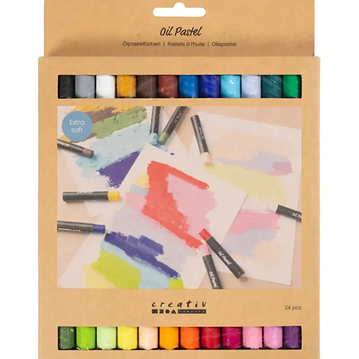 Oliepastel | L: 7 cm, tykkelse 11 mm, pastelfarver | 24 stk./ 1 pk.