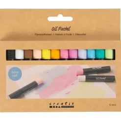 Oliepastel | L: 7 cm, tykkelse 11 mm, pastelfarver | 12 stk./ 1 pk.