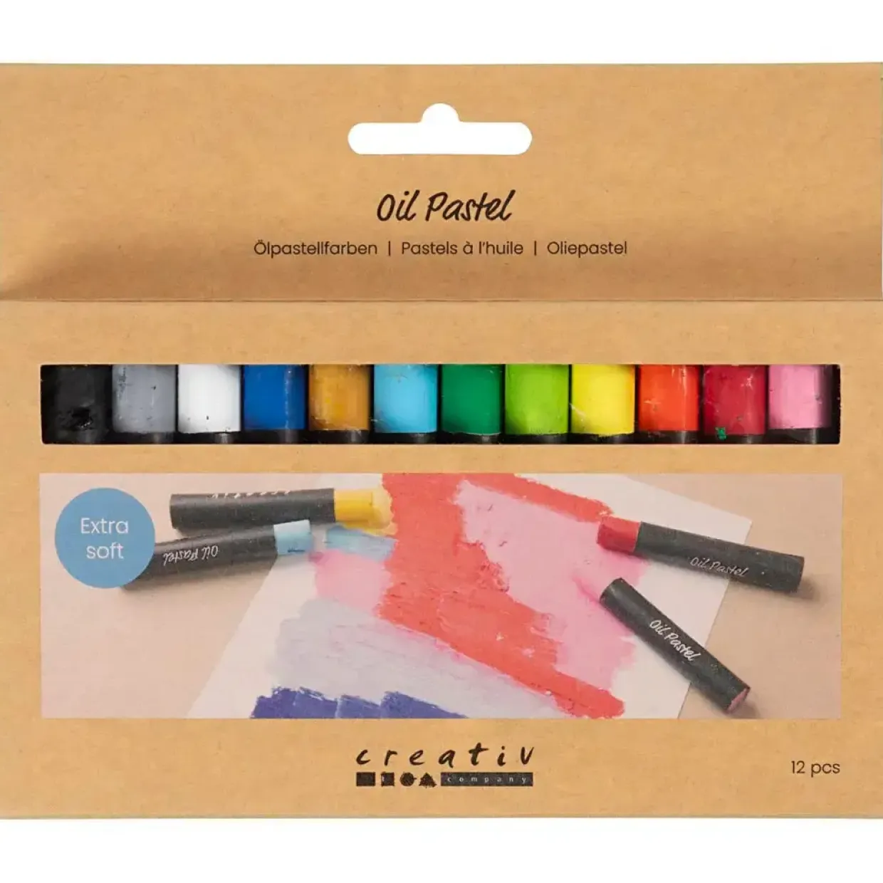 Oliepastel | L: 7 cm, tykkelse 11 mm, standardfarver | 12 stk./ 1 pk.