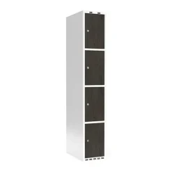 Omklædningsskab 1x300 mm Lige tag 4-delt søjle Laminat dør Nocturne wood Cylinderlås
