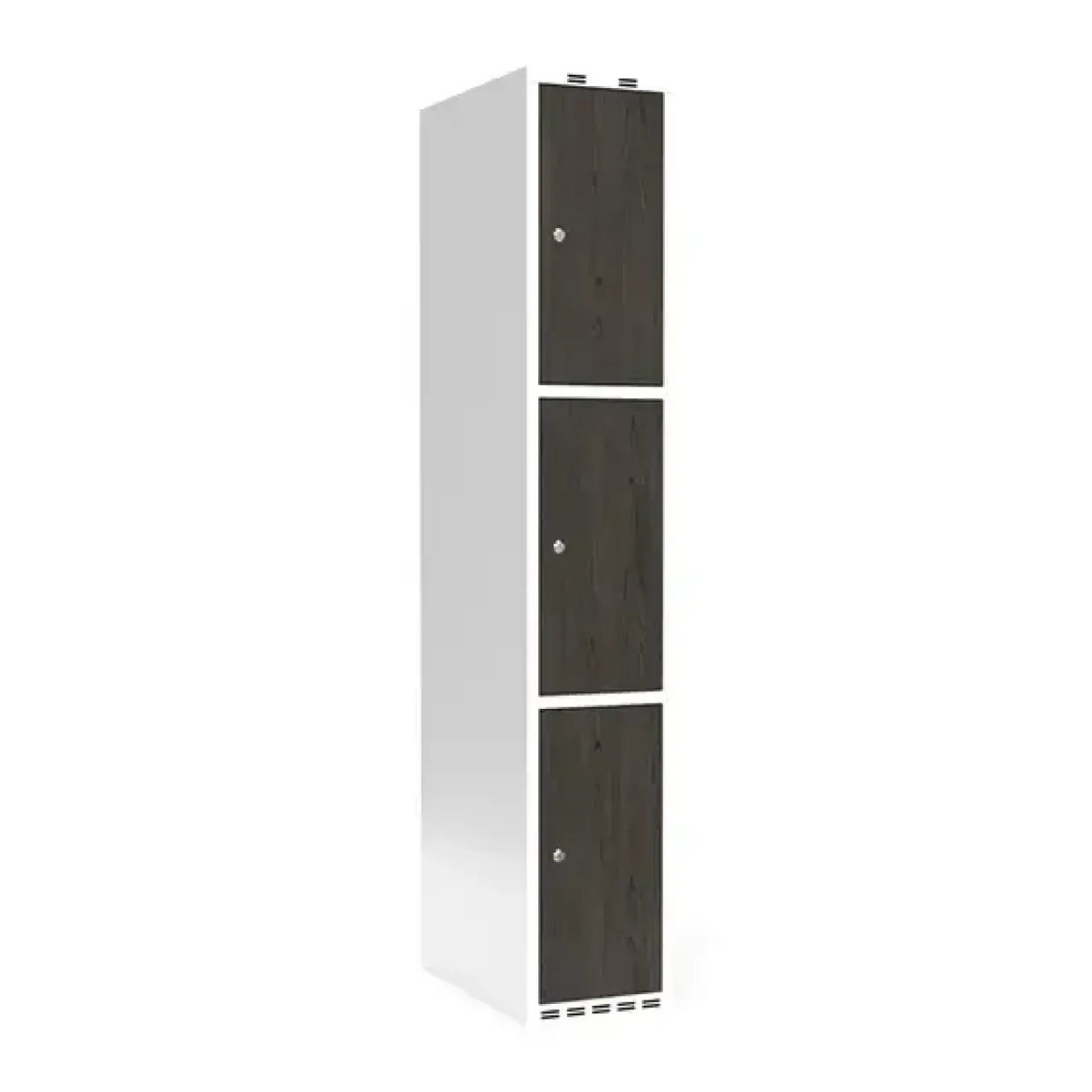 Omklædningsskab 1x300 mm Lige tag 3-delt søjle Laminat dør Nocturne wood Cylinderlås