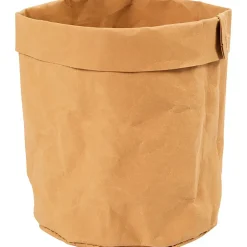 Opbevaringspose – læderpapir – lys brun – Ø 11 cm – H 12 cm – 1 stk
