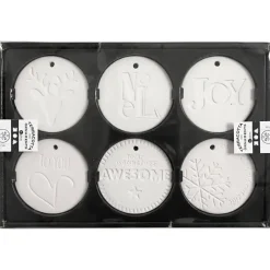Ophæng 7x7 cm tykkelse 0,6 cm hvid - 6 stk