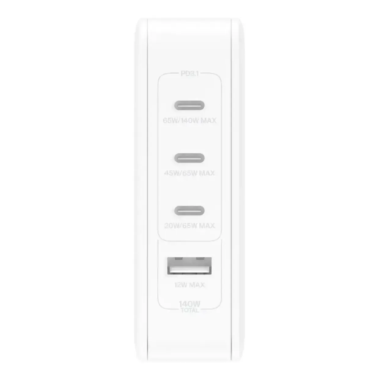 Oplader, Belkin 140W 4-ports USB GaN Wall Charger with UK, EU, US plug tips - Køb minimum 6 stk.