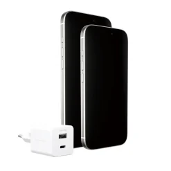Oplader, Empower by PanzerGlass, Turbo, 35W, USB-C + USB-A, EU stik, Hvid