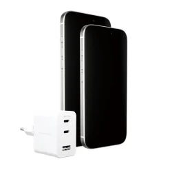 Oplader, Empower by PanzerGlass, Turbo 70W, Multiple Charger, 2x USB-C+USB-A, EU stik, Hvid