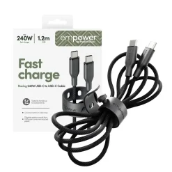Opladerkabel, Empower by PanzerGlass, Racing, 240W, USB-C to USB-C, 1.2M, Sort