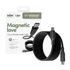 Opladerkabel, Empower by PanzerGlass, Magnetisk, 240W, USB-C to USB-C, 1.5M, Sort