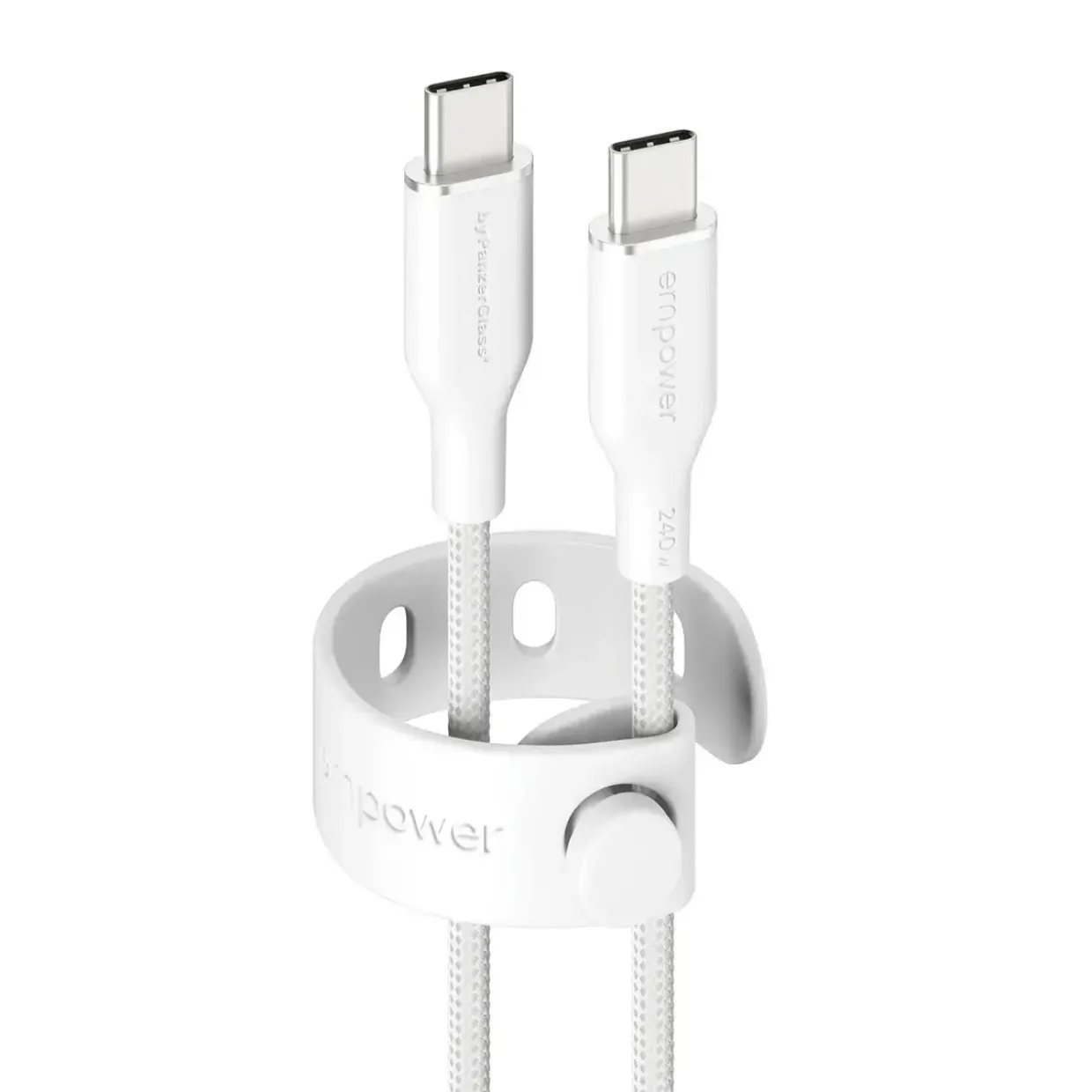 Opladerkabel, Empower by PanzerGlass, Racing, 240W, USB-C to USB-C, 1.2M, Hvid