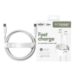Opladerkabel, Empower by PanzerGlass, Racing, 240W, USB-C to USB-C, 1.2M, Hvid