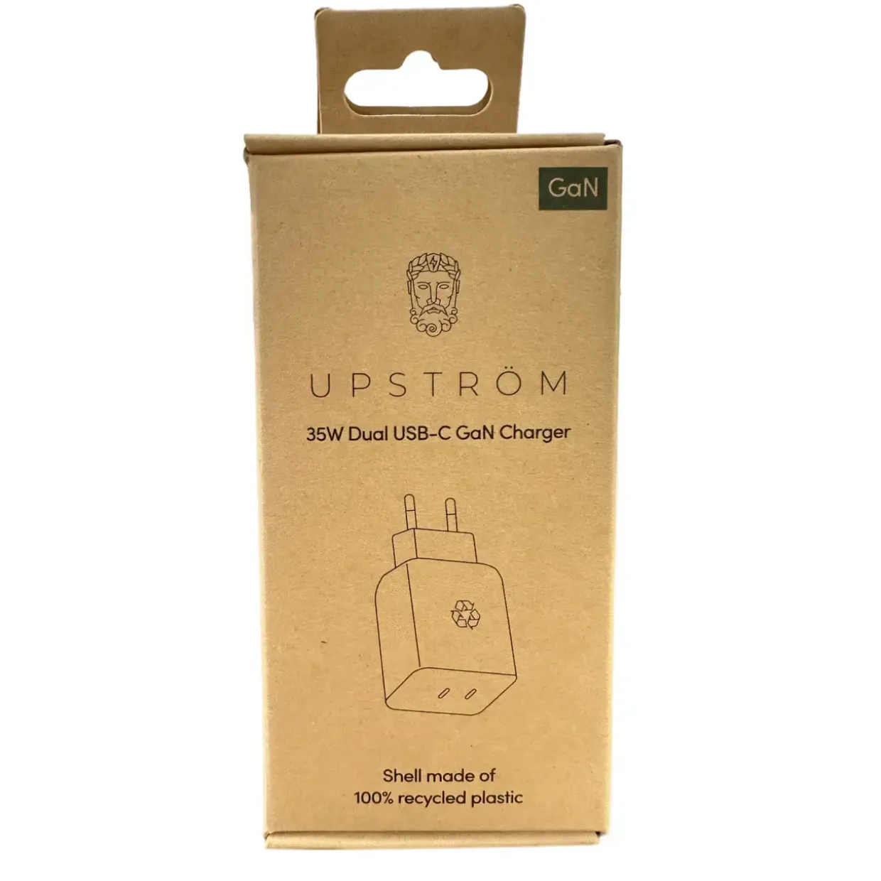 Oplader USB-C GaN hvid Upström CIRKULÄR 35W Dual