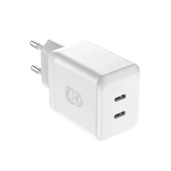 Oplader USB-C GaN hvid Upström CIRKULÄR 35W Dual