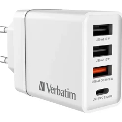 Oplader - Verbatim - CHR-30EU2 - 4-port - USB-C - Hvid