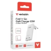 Oplader - Verbatim - Fold 'n' Go - GaN Charger - 65W - EU - 2xUSB-C - Hvid
