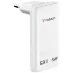 Oplader - Verbatim - Fold 'n' Go - GaN Charger - 65W - EU - 2xUSB-C - Hvid