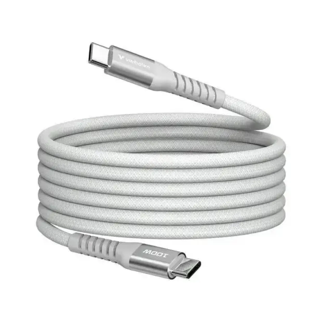 Oplader - Verbatim - Sync N Charge - USB C-USB C - 100W - Magnetisk - 1.2m - Grå