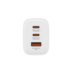 Oplader - Verbatim - 65W - USB-C - EU - 3-port - Hvid