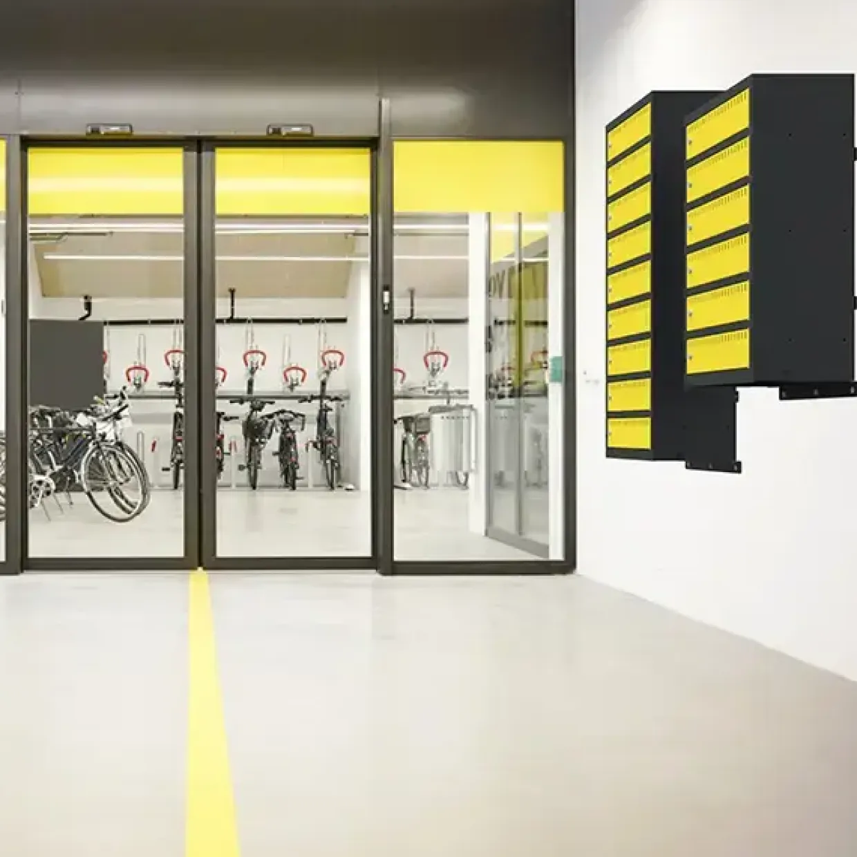 Opladningsskabe cykelbatterier B550 6 rum, vægmodel, grå