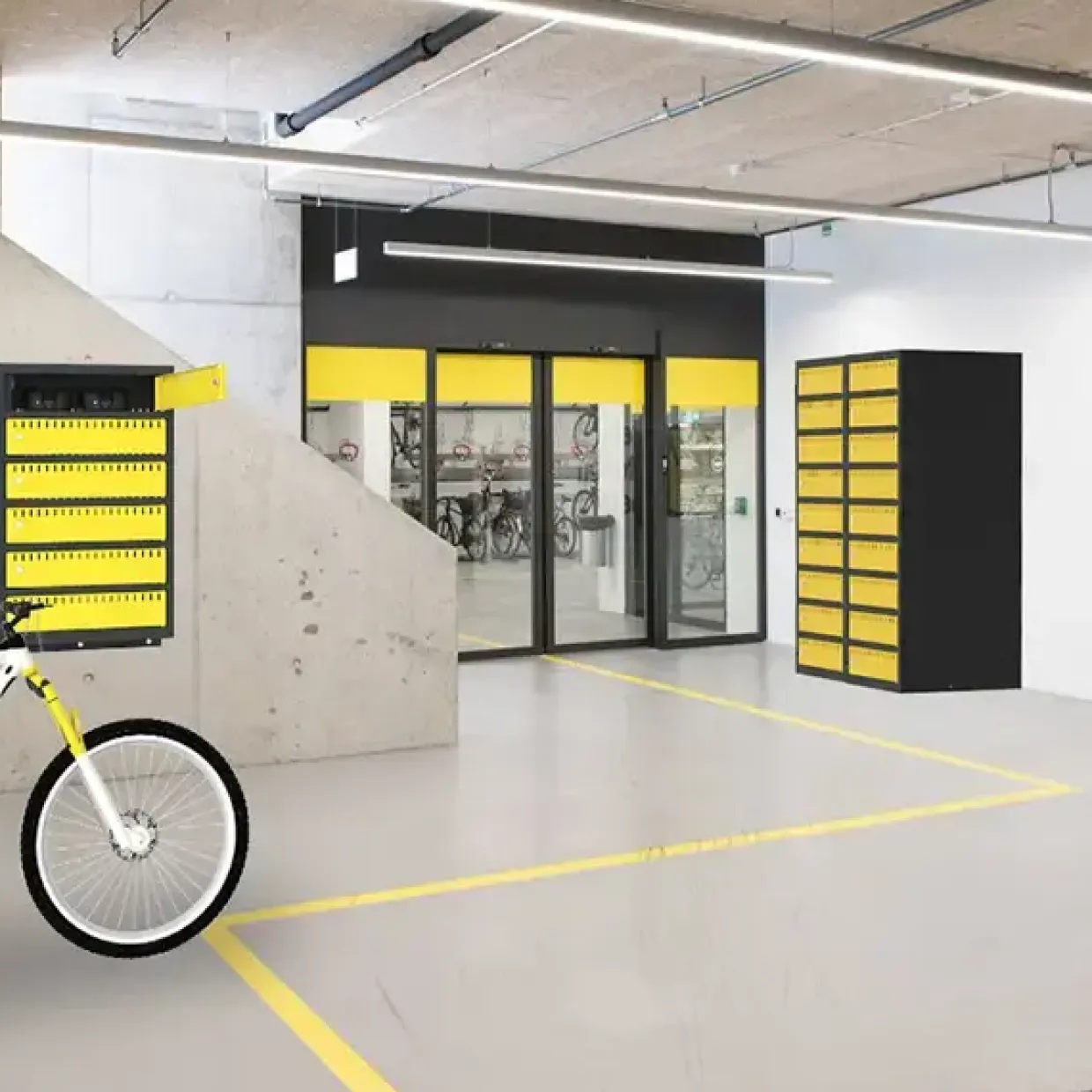 Opladningsskabe cykelbatterier B550 6 rum, vægmodel, grå