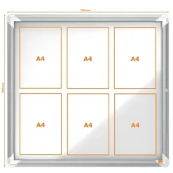 Opslagsskab udendørs - Nobo 6xA4 - Magnetisk - Låsbart glas - Hvid