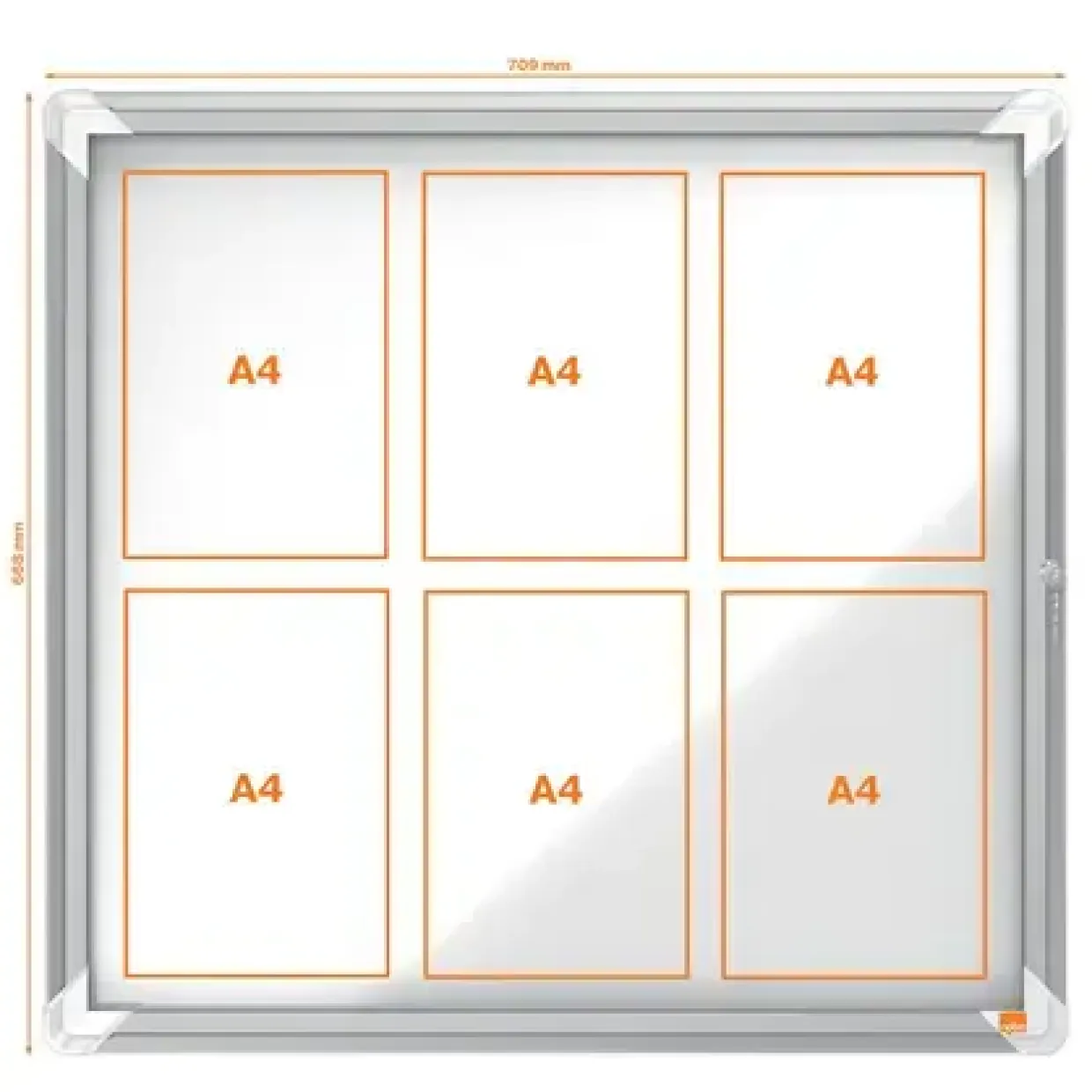 Opslagsskab udendørs - Nobo 6xA4 - Magnetisk - Låsbart glas - Hvid