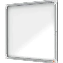 Opslagsskab udendørs - Nobo 6xA4 - Magnetisk - Låsbart glas - Hvid