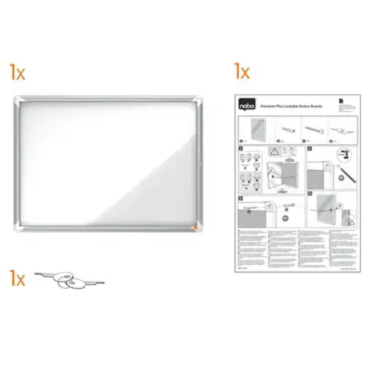 Opslagsskab udendørs - Nobo 6xA4 - Magnetisk - Låsbart glas - Hvid